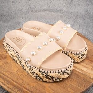 btb Los Angeles Pearl Slides Platform Womens Size 9 Coral Summer Boho